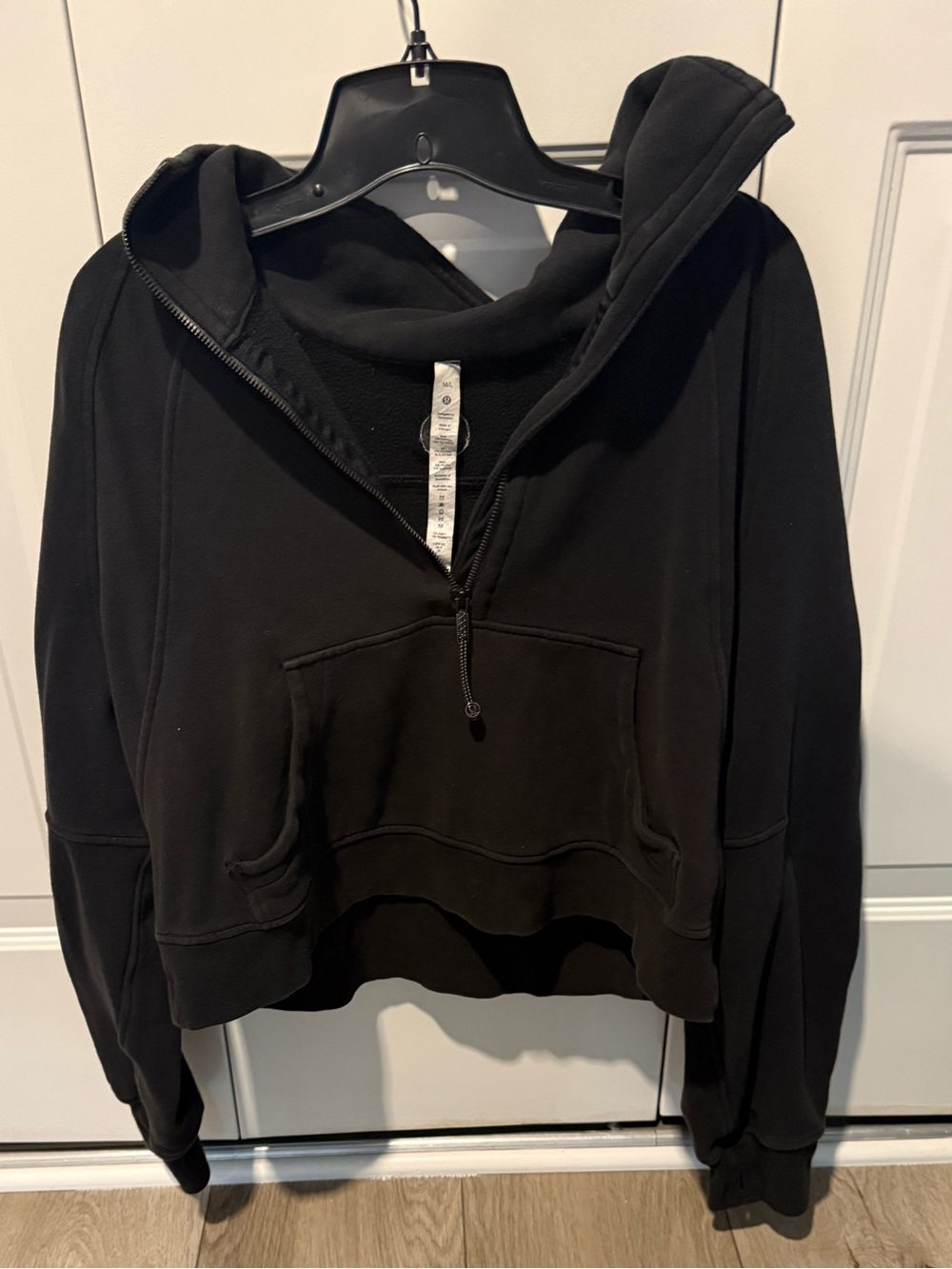Lululemon Black Half-Zip Hooded Pullover Cropped Sweatshirt